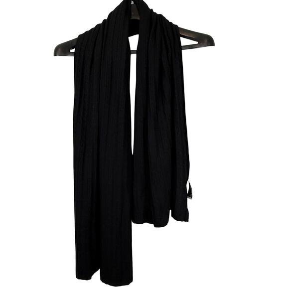 Precious Fibers Cashmere Scarf Black 70x24 Minimalist Scandi Girl Wrap - Picture 1 of 6